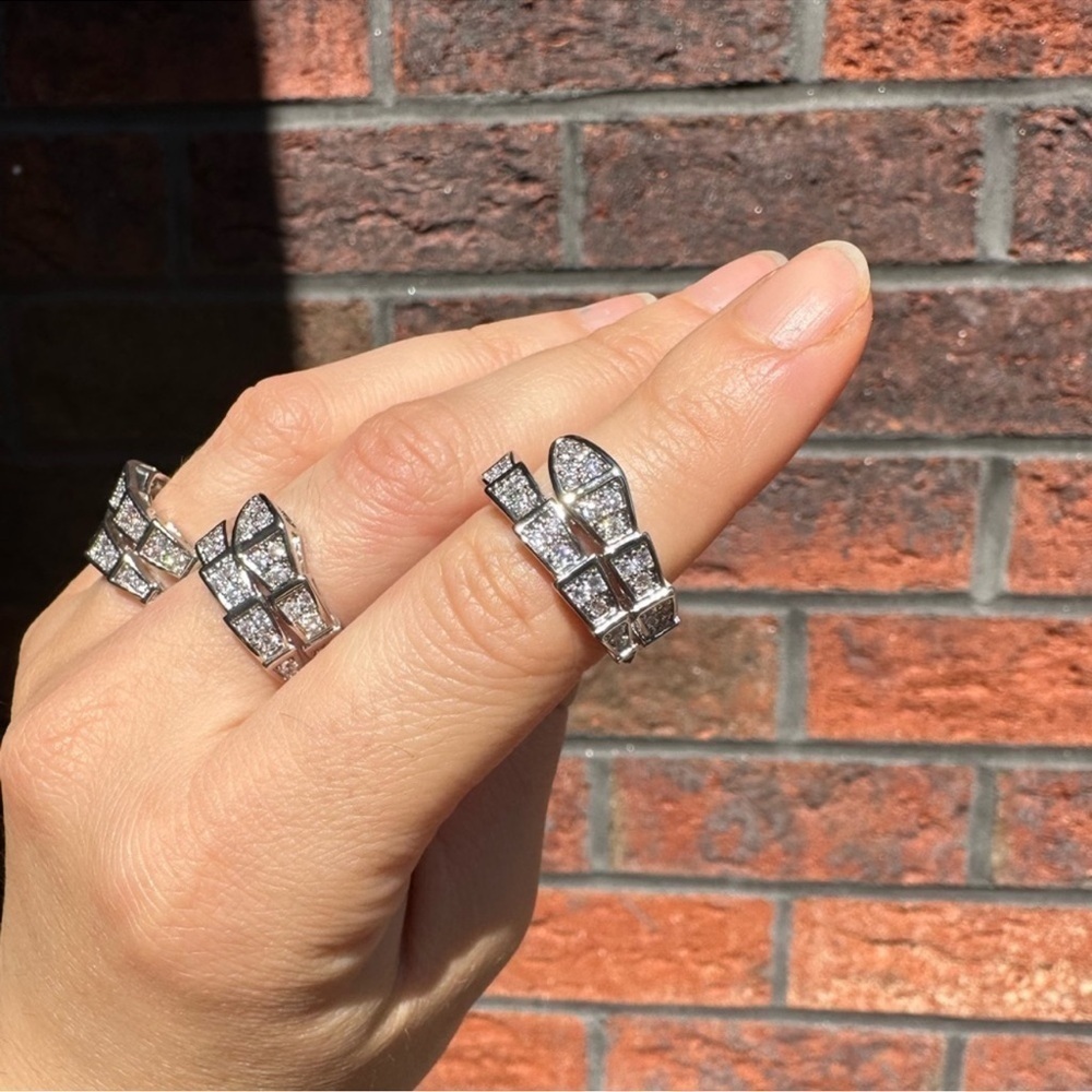 Serpenti Viper Silver Snake Crystal Ring - Picture 12 of 16
